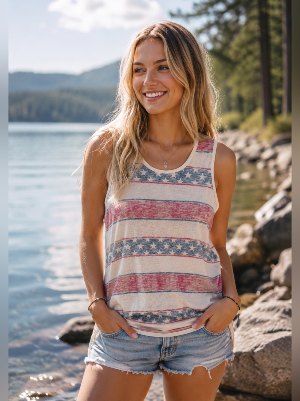 Mossimo Supply Co American Flag Tank Top